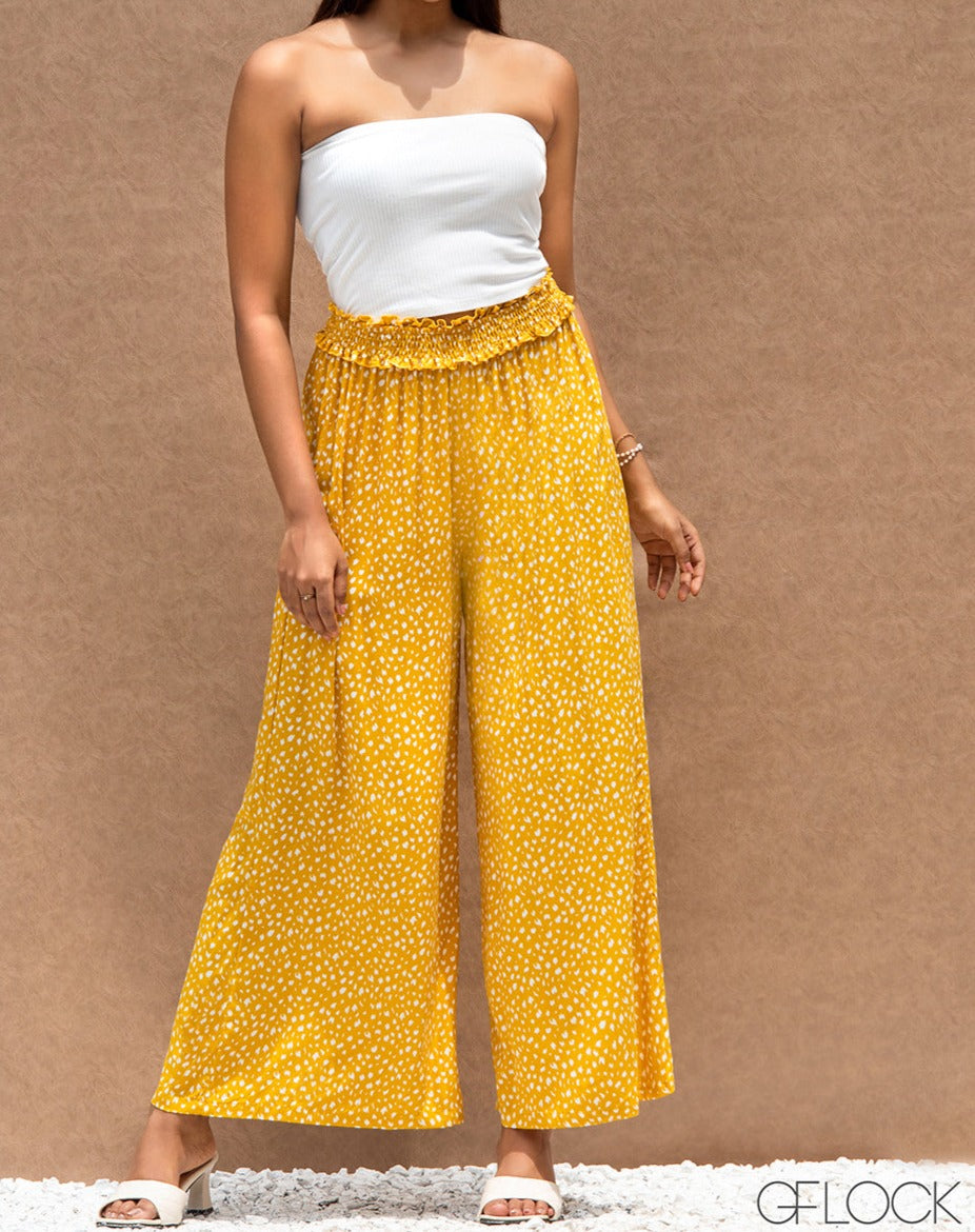 Smocked Waist Printed Pant - 1406