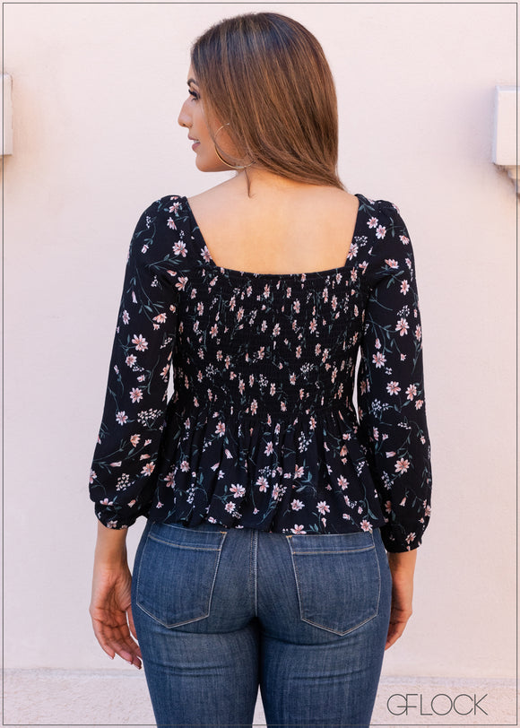 Floral Smoked Top - 2603