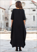 Balloon Linen Maxi Dress - 0808