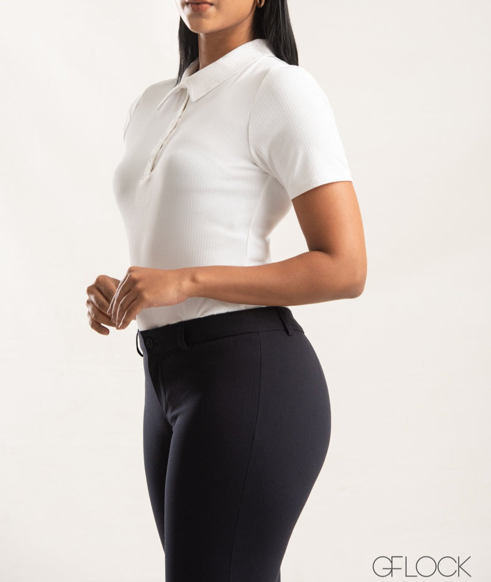 Collared Ribbed Top - 0209