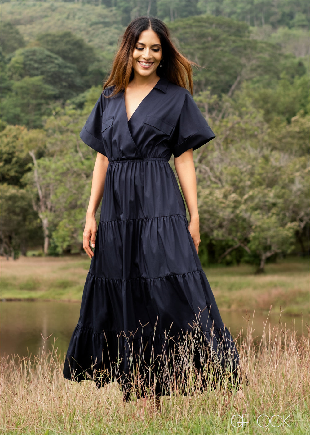 Tiered Collared Maxi Dress - 130323