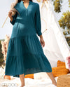 Tiered Midi Dress With Belt - 1401