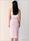 Front Split Pencil Skirt With Tie - 2506