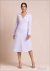 Long Sleeve Midi Wrap Dress - 100423
