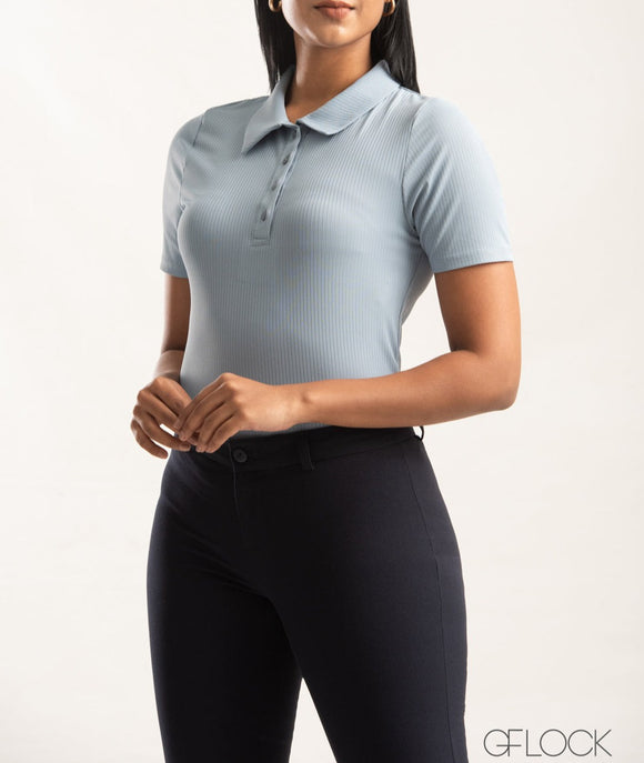 Collared Ribbed Top - 0209