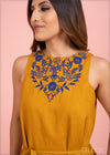 Embroidered Linen Dress - 270223