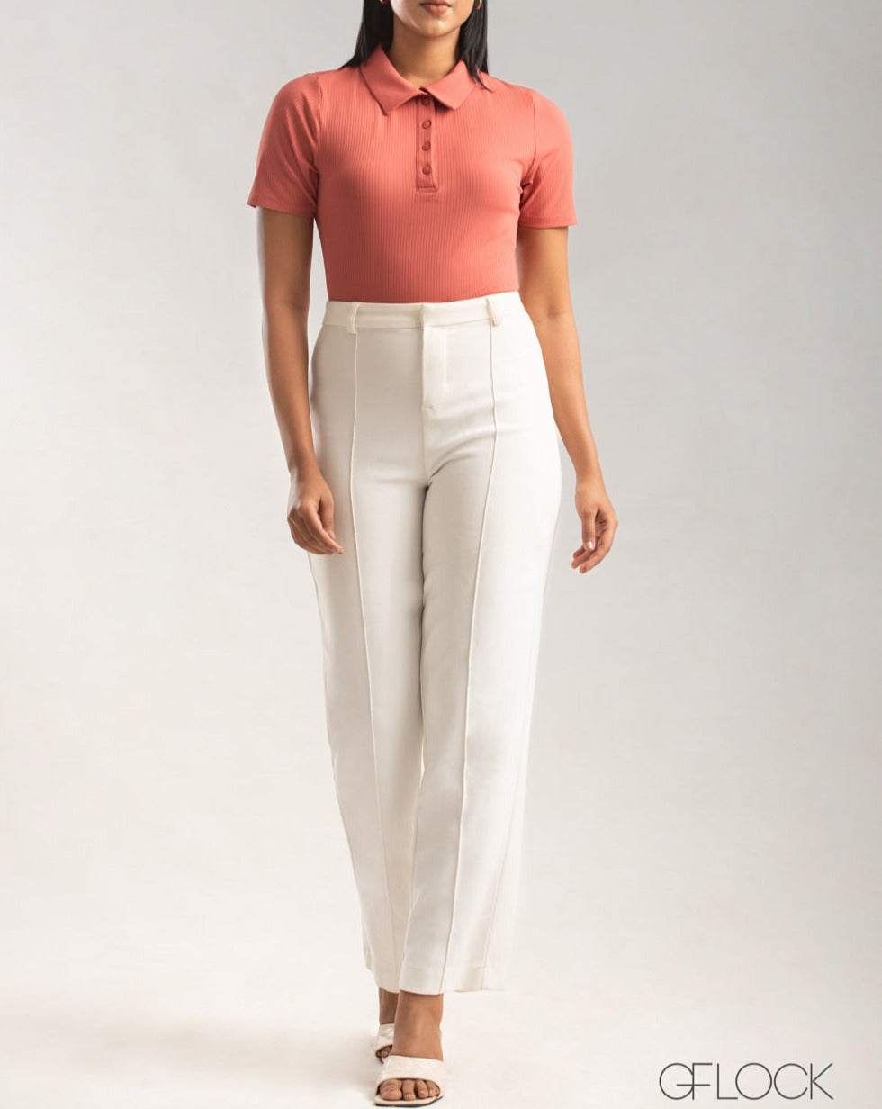 Collared Ribbed Top - 0209