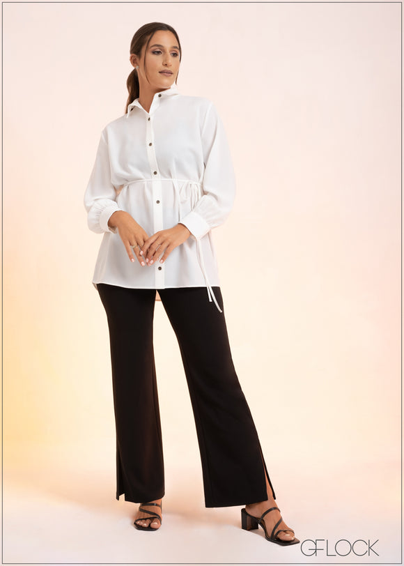 Button Down Long Sleeve Top - 060223