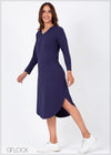 V-Neck Curved Hem Dress - CB1221