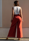 Pleat Detail Wide Leg Linen Pant - 1901