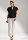 Drop Shoulder V-Neck Top - 2706