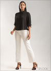 Collared Top With Puff Sleeves - 0209