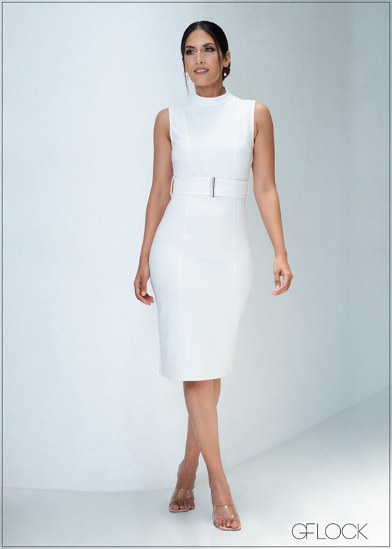 Sleeveless Belt Detail Dress - 310323