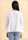 Tiered Long Sleeve Linen Top - 2105