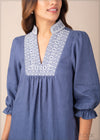 Embroidered Linen Shift Dress - 210123