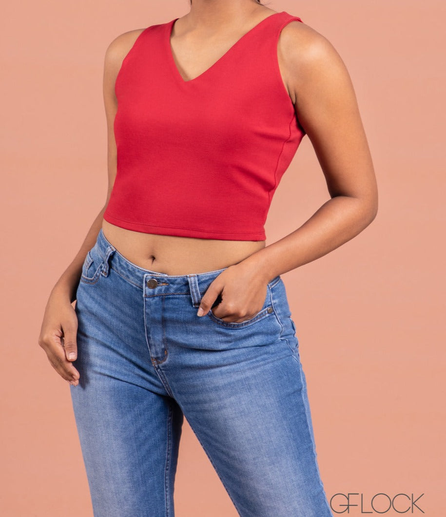 V-Neck Ponte Top - 1803