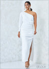 One Sleeve High Slit Dress - 2507