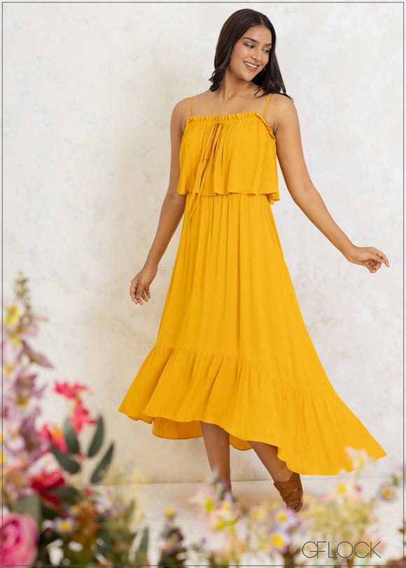 Crinkle Ruffle Layered Maxi Dress - 1807