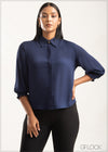 Collared Top With Puff Sleeves - 0209