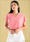 V-Neck Short Sleeve Top - 0206
