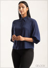 Collared Top With Puff Sleeves - 0209