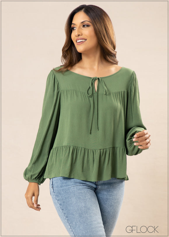Tiered Long Sleeve Top - 280922