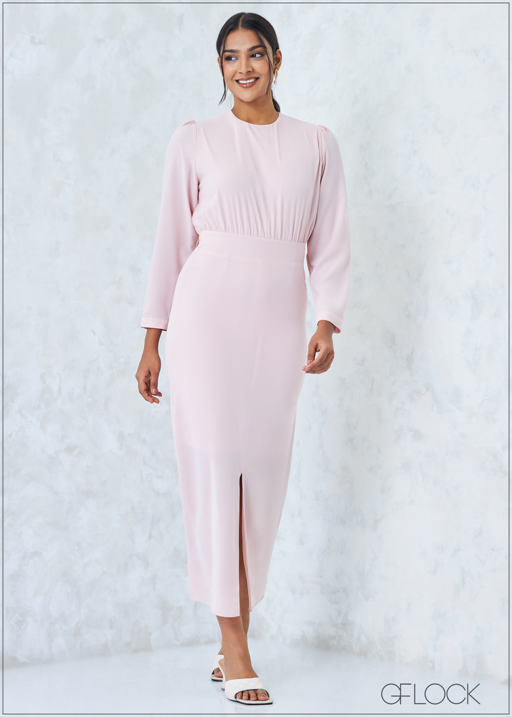 Puff Sleeved Midi Dress - 2507