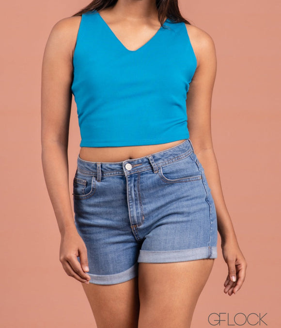 V-Neck Ponte Top - 1803