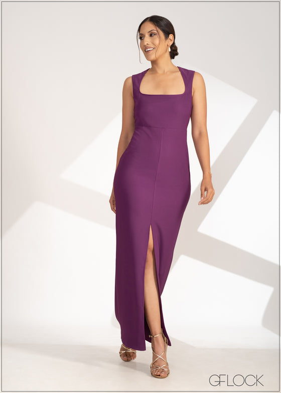 Queen Anne Neckline Maxi Dress - 230323