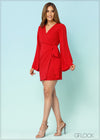 Bell Sleeve Wrap Dress - 2608