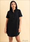 Collared Linen Shift Dress - 2105