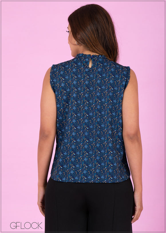 High Neck Ruffle Detailed Top - 388
