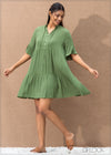 Ruffle Sleeve Crinkle Dress - 1406