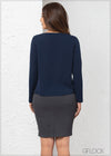 Front Seam Detailed Long Sleeve Top - 1221