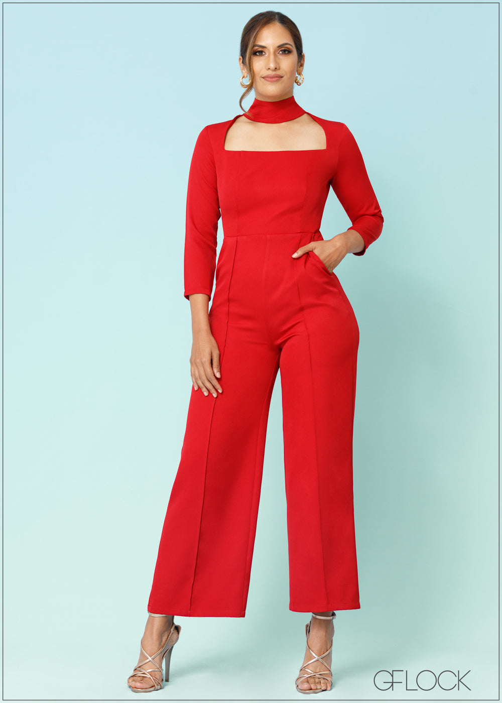 Choker Neck Detail Jumpsuit - 2608