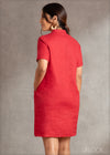 Short Linen Dress With Pockets - Linen 2210