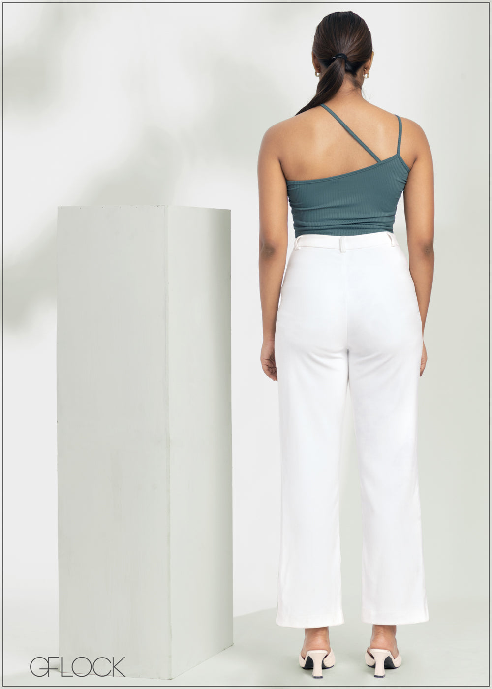 Asymmetric Neck Ribbed Top - 1102
