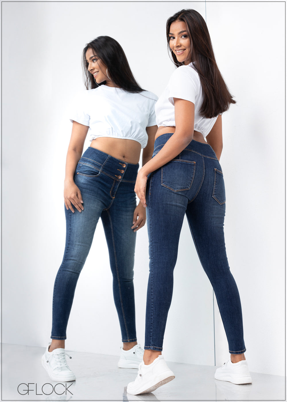 Mid Wash High Waist Jean - LJ0408