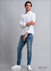Normal Collar Long Sleeve Linen Shirt - 112021